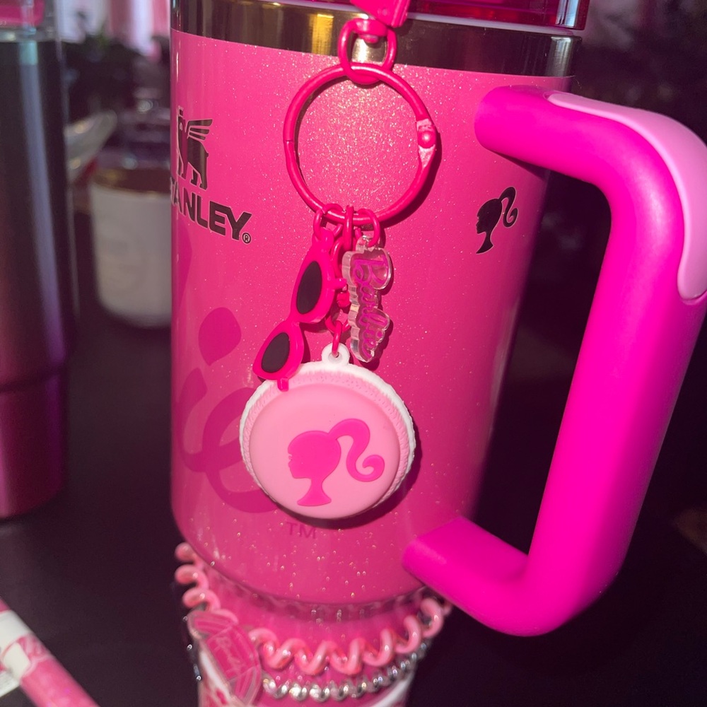 🎀 Barbie Straw Charm Keychain for Stanley 🎀